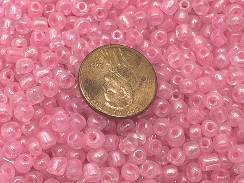 Czech Glass Seed Beads Crystal Clear Size:6/0 40 gr / 1.4 oz… (Crystal Clear with Pink Center) - color: Crystal Clear with Pink Center
