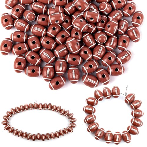 AUEAR, 100 Pack Football Beads 18mm for Sport Jewelry Making Necklace Bracelet Craft DIY Charms Decoration Accessories - color: Football, size: 100 Pack