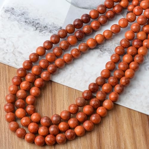 6mm Massive Beads Natural Wooden Round Loose Beads Jewelry Making with Thread 200 PCS(Padouk, 6mm) - color: Padouk, size: 6mm