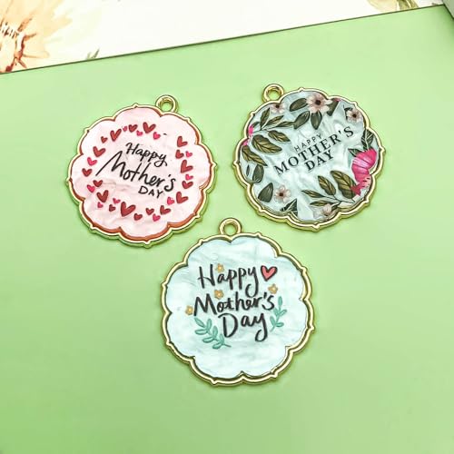 Sailanzi 16pcs Alloy enamel Mother's Day series soft feminine colors Jewelry Making DIY Keychain Earrings Pendant Various Design Charms for Jewelry Making Bracelets Necklace(SN775) - color: SN775