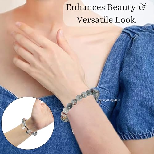 ANAYA AGATE Energy Protection Crystal Handmade Adjustable Bead Bracelet Perfect for Men, Women’s Christmas Gift - Gemstone Healing Stretch Bracelet Pulsera Para Hombre Mujer Stocking Stuffer - color: African Bloodstone