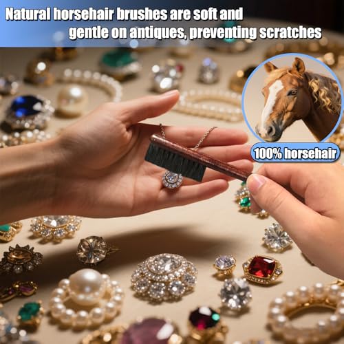 Jewelry Cleaning Kit, Jewelry Cleaner Brush, Horse Hair Brushes, Big&Small Crevice Brush, Cleaning Polishing Cloth（22 Pcs）