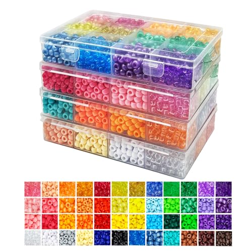 Malynme Pony Beads 48 Colors 5000Pcs, Kandi Beads for Craft Bracelets Making, Hair Bead for Braids, Rainbow Colored Beads for DIY Projects