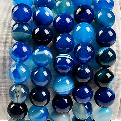 MASSIVE BEADS Natural Healing Power Gemstone Crystal Beads Unisex Adjustable Macrame Bracelets - color: Agate Blue, size: 6mm