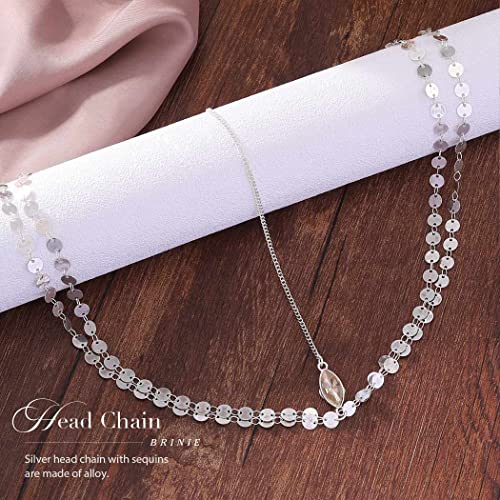 Yean Gold Sequins Head Chain Bohemian Hair Jewelry Headpiece Forehead Band Festival Headband Accessories for Women - color: Silver