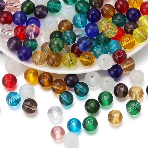 476Pcs Natural Gemstone Smooth Round Crystal Glass Beads for Jewelry Making(Brown), Glass Spacer Loose Beads for Crafts Bracelets Necklaces Charms Pendants Presents 4/6/8/10/12mm - color: Round Glass Beads: Brown