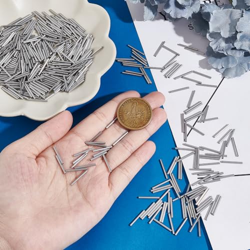 PH PandaHall 500pcs 15mm Long Stainless Steel Tube Beads Straight Tube Charms Metal Smooth Finding Beads for Jewelry Crafts Making Findings - size: 15mm long