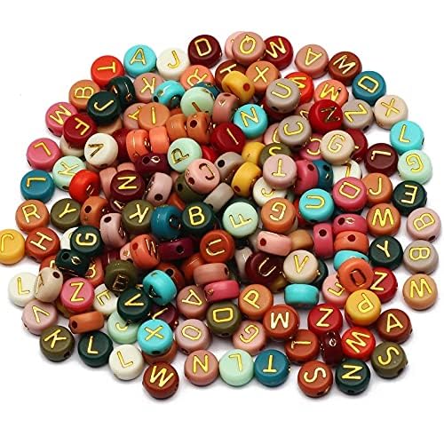 ToBeIT 1000pcs Color Gold Letter Beads Acrylic Alphabet Letters Bead 4x7mm Round Letter Beads for Jewelry Making, Bracelets, Necklaces, Key Chains(Gold) - color: bg color-gold