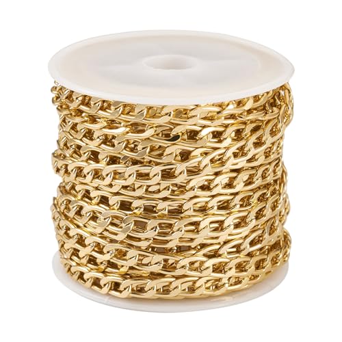 Craftdady 16.4 ft Golden Aluminium Curb Chain 7x4mm Twisted Metal Chain Oval Cross Unwelded Small Chain for Crafts DIY Necklace Bracelet Jewelry Making Supplies - color: Golden,7x4mm