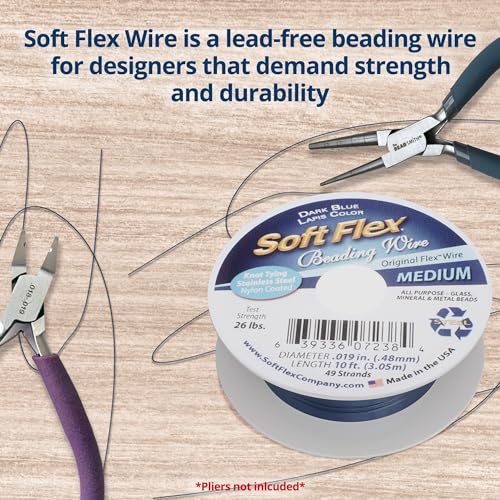 Soft Flex 49 Strand Beading Wire - Medium 0.19 Diameter - 10 Feet Nylon Design Wire - style: Dark Blue