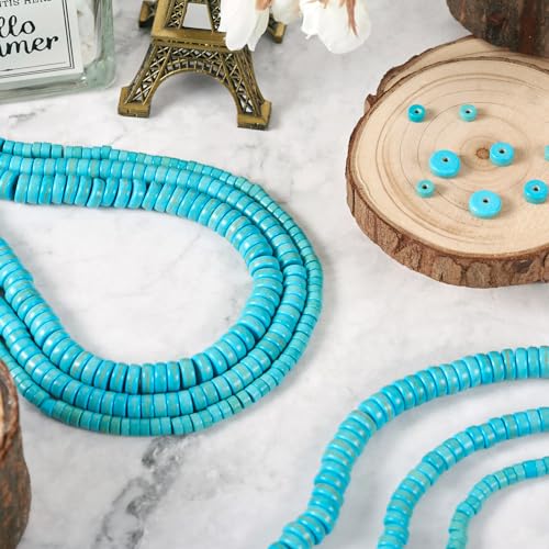Craftdady 744Pcs Blue Friendship Bracelet Beads Heishi Turquoise Beads Strands 4.5/6/8mm Flat Round Gemstone Beads Coin Disc Spacer Stone Beads for Crafts DIY Jewelry Making Supplies - color: Turquoise, 4.5-8mm