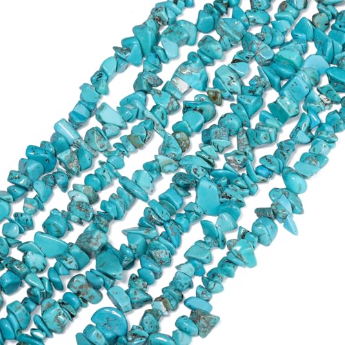30in Turquoise Natural Chip Stone Beads 5-8mm About 230pcs, Irregular Drilled Blue Green Bead for Bracelets Jewelry Making Supplies for Adults, DIY Crafts. - color: Turquoise, size: 5-8mm Stone Chip Beads