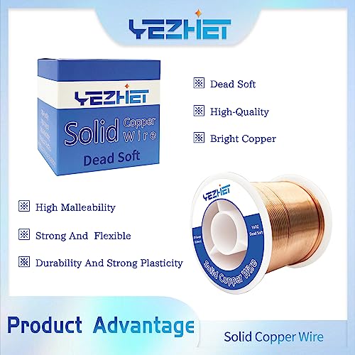 99.9% Solid Bare Copper Wire(20 Gauge, 330Ft), Dead Soft, 1 Pound Spool Pure Copper Wire for Crafts, Electroculture Gardening, Jewelry Making - size: 20GA