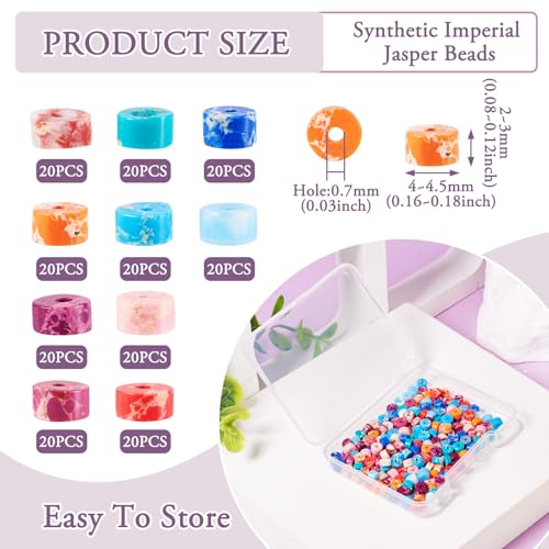 Craftdady 200 pcs 10 Color 4mm Natural Stone Heishi Beads for Jewelry Making: Disk, Round Jasper Beads - color: 10 Colors, 4mm