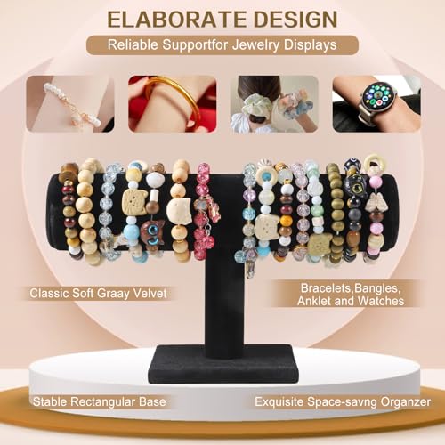 T-Bar Bracelet Display Stand for Selling, Jewelry Storage, Bracelet Holder Stand, Bangle, Jewelry Business Supplies, Watch holder for Women & Men (Black Velvet) - color: Black Velvet
