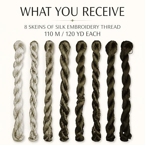 Natural 100% Silk Thread, Handmade Embroidery Thread Silk Floss 8 Colors 110m Each (67) - color: 67
