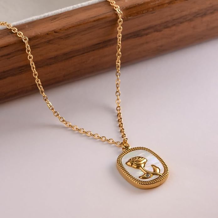 IBARA Women Gold Dianty Necklace Sun Crescent Moon Star Evil Eye Lock Lovely Heart Flower Butterfly Pearl Pendant Coin Necklaces 18K Gold CZ Diamond Filled Chain Boho Beach Simple Handmade Jewelry