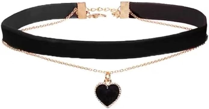MOMOCAT Heart Necklace Adjustable Red Choker Classic Collar Necklaces for Women and Girls Velvet Chocker Necklace