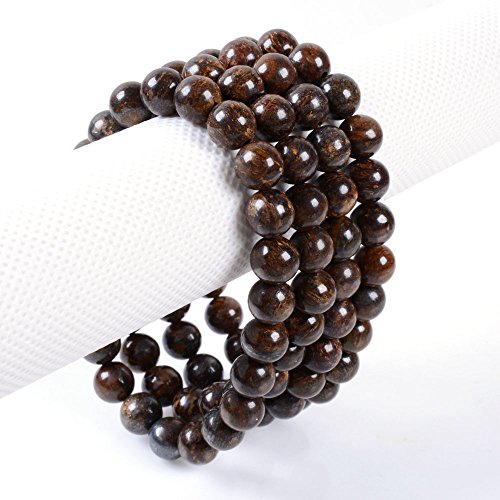 Justinstones 8mm Round Beads Stretch Bracelet 7 Inch Unisex - color: Bronzite