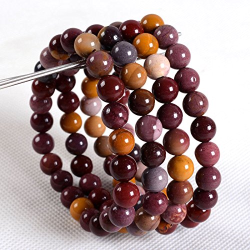 Justinstones 8mm Round Beads Stretch Bracelet 7 Inch Unisex - color: Mookaite Jasper