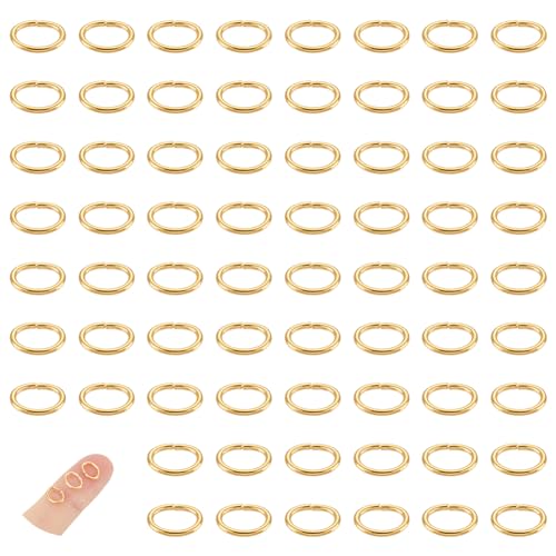 UNICRAFTALE 100 Pcs 304 Stainless Steel Oval Jump Rings, Golden, 5.7mm Wide, 7.5mm Long, 19 Gauge, Perfect for Jewelry Making DIY Craft Earring Bracelet Pendant Choker Findings - size: 7.5mm