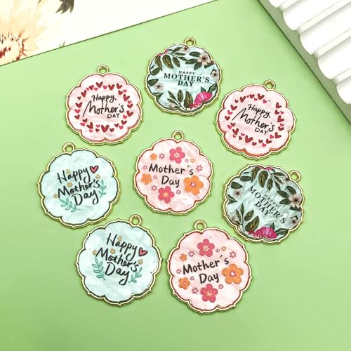 Sailanzi 16pcs Alloy enamel Mother's Day series soft feminine colors Jewelry Making DIY Keychain Earrings Pendant Various Design Charms for Jewelry Making Bracelets Necklace(SN775) - color: SN775
