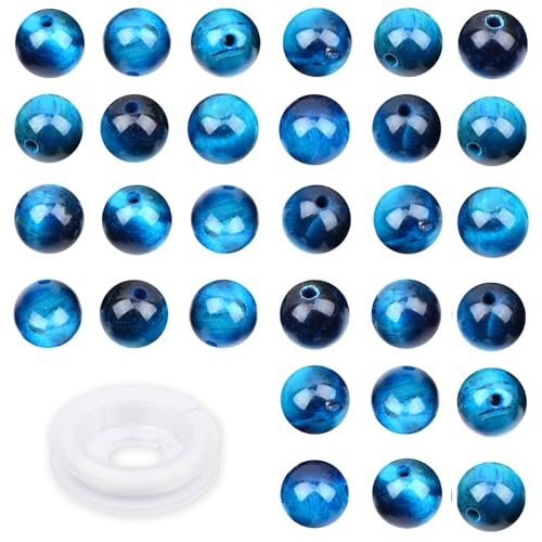 4mm 200pcs Natural Stone Round Beads Genuine Stone Beading Loose Gemstone DIY Charm Smooth Beads for Bracelets Necklaces Earrings Hole Size 1mm (Aquamarine Tiger's Eye 4mm) - color: Aquamarine Tiger's Eye, size: 4mm