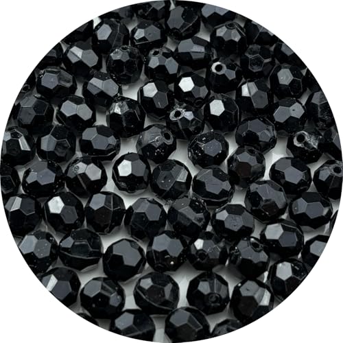 1000pcs 6mm Acrylic Round Faceted Beads for Crafts Faceted Spacer Beads for Sewing Crafts Decoration Necklaces Bracelets Earrings Jewelry Making(Black) - color: Black, size: 6mm