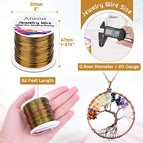 anezus 20 Gauge Jewelry Wire, 28 Yards Craft Wire Tarnish Resistant Copper Beading Wire for Jewelry Making Supplies and Crafting(Antique Bronze) - color: Antique Bronze