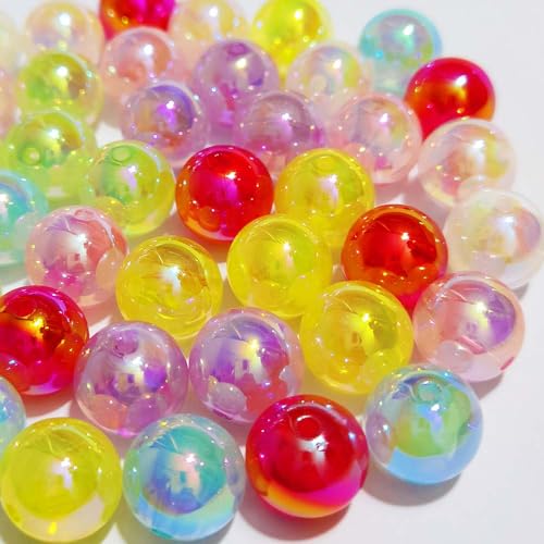 Mixed Lots Shiny AB Color Acrylic Bead DIY Beading Hairband Bracelets Necklace Craft Embelishment (Mixed Colors-Semitransparent AB Plated Milk) - color: Mixed Colors-Semitransparent AB Plated Milk
