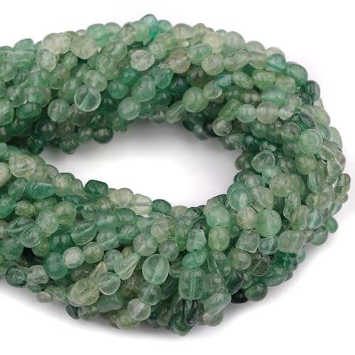 Natural Stone Beads 6-8mm Green Strawberry Quartz Oval Irregular Freeform Tumbled Loose Gemstone Beads for Jewelry Making 15 Inch Strand 50-55 Pcs - color: Green Strawberry-1 strand15”-approx. 55 beads