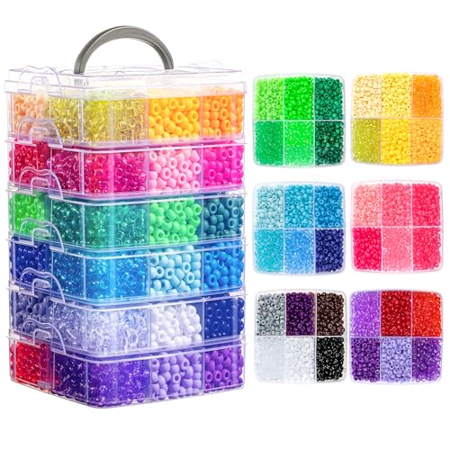 Umikk 7000PCS Pony Beads Bulk, 36 Assorted Colors 6x9mm Kandi Beads Bulk for Bracelets Jewelry Making Hair Braiding Craft Gifts (4LB - color: 36colors7000pcs