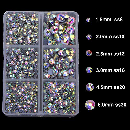 4000pcs Hot Fix Round Crystals Gems Glass Stones Hotfix Flat Back Rhinestones (Crystal AB) - color: Crystal AB, size: 4000 Count (Pack of 1)