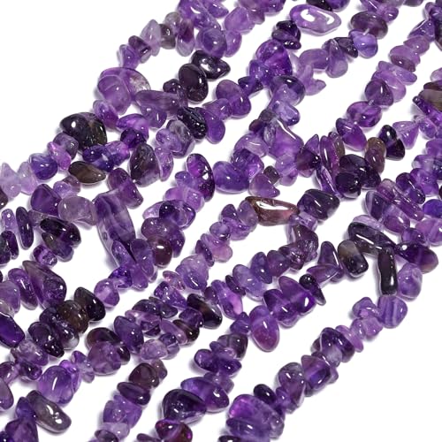 30in Amethyst Natural Chip Stone Beads 5-8mm About 230pcs, Irregular Drilled Purple Bead for Bracelets Jewelry Making Supplies for Adults, DIY Crafts. - color: Amethyst, size: 5-8mm Stone Chip Beads
