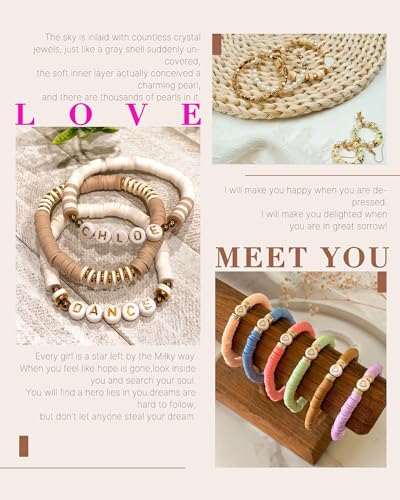 Bracelet Making Kit, 10,000 Pcs Polymer Clay Beads, 48 Colors Round Letter Beads Jewelry Making Kit Friendship Bracelets Heshi Beads with Charms Strings Crafts Gift for Girls Adults - color: Fashion color