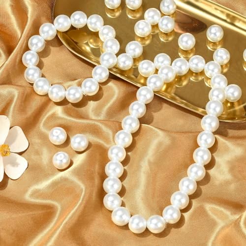 DanLingJewelry 70Pcs 12mm White Glass Pearl Beads Imitation Pearl Round Beads for DIY Craft Necklaces Bracelets Jewelry Making - color: 70pcs - Glass Pearl