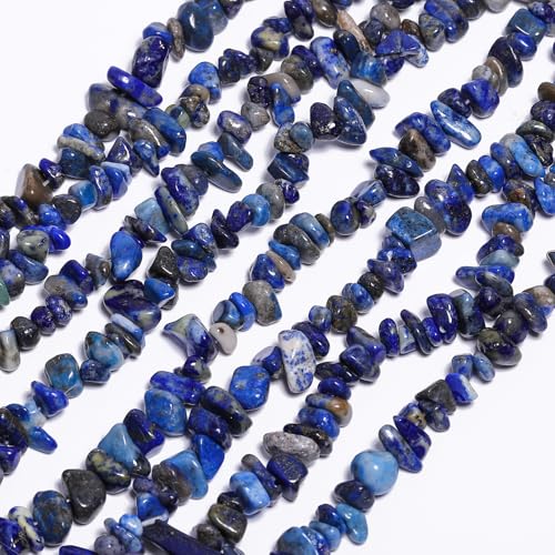 30in Lapis Lazuli Natural Chip Stone Beads 5-8mm About 230pcs, Irregular Drilled Blue Bead for Bracelets Jewelry Making Supplies for Adults, DIY Crafts. - color: Lapis Lazuli, size: 5-8mm Stone Chip Beads