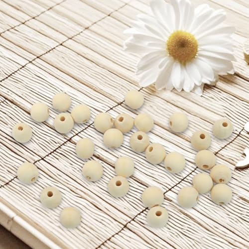 200Pcs Natural Wood Beads, 12mm Small Round Wooden Balls, 1/2Inch Unfinished Wooden Beads for Crafts, DIY Jewelry, Dream Catchers - size: 12mm