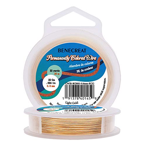 BENECREAT 22-Gauge KC Gold Copper Wire Tarnish Resistant Wire, 66-Feet/22-Yard, for Jewelry Beading Craft Making - color: Gold, size: 22-Gauge(66-Feet/22-Yard)