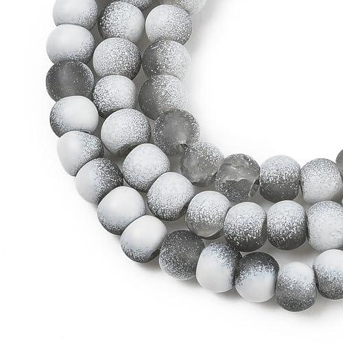 KISSITTY 50pcs Matte Beads Gradient Color Glass Frosted Crystal 4mm Rondelle Gray Bead Center Drilled Loose Craft Beads for Jewelry Making Earring Bracelet Necklace DIY Crafts - color: Gray