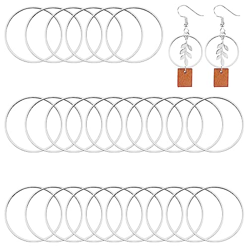 40pcs Earring Hoop Jewelry Making,60mm Beading Hoop Earrings Hypoallergenic Round Earrings Open Back Bezel Pendants for Jewelry Finding DIY Craft Women Gifts(Silver) - color: Silver