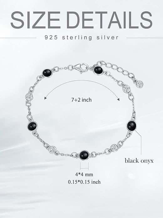 Anklet Bracelet for Women 925 Sterling Silver Natural Stone Chain Ankle Bracelet Beach Summer Fine Jewelry Valentines Day Birthday Gifts for Her Mom Wife