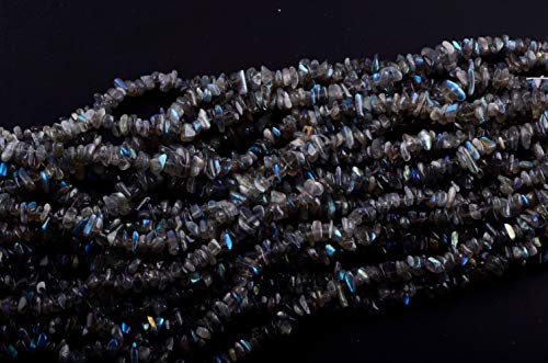 Natural Chip Stone Beads 5-8mm Spectrolite About 400 Pieces Irregular Gemstones Healing Crystal Loose Rocks Bead Hole Drilled DIY for Bracelet Jewelry Making Crafting (5-8mm, Spectrolite) - color: Spectrolite