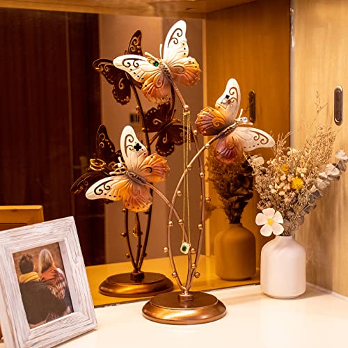 Gold Butterfly Jewelry Tree Stand - Metal Jewelrys Display Organizer for Earrings, Necklaces & Rings,jewel Holder Rack for Countertop, Wedding Gift & Home Decoration for Women ( Gold Butterfly)