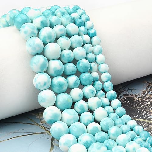 60pcs 6mm Natural Blue Rain Flower Gemstone Beads Energy Healing Crystal Round Loose Stone Beads for Jewelry Making, DIY Bracelets Necklaces - color: Blue Rain Flower, size: 6mm