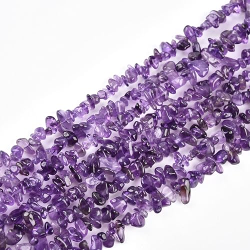 Genuine Amethyst Chip Beads 5-8mm Irregular Shaped Tumbled Chips Stone Loose Bead for Jewelry Making 1 Strand 32" - color: Amethyst