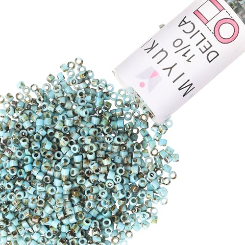 Miyuki Delica Seed Beads – Size 11/0 (1.6 mm), DB2264, Picasso Seafoam Green Matte, 7.2 g, Approx. 1440 Beads, Made in Japan - color: DB2264 - Picasso Seafoam Green Matte