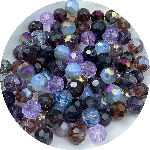 200pcs 6mm Round Crystal Glass Beads Round Faceted Spacer Beads for Jewelry Making Bracelet Earring Necklace Wind Chimes Suncatchers DIY Craft Making Supplies(Purple Series) - color: Purple Series, size: 6mm
