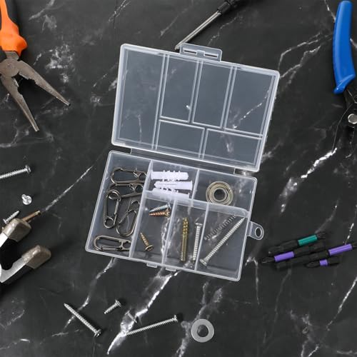 2Pcs Plastic Organizer Box with Dividers, 6 Grids Mini Organizer Clear Small Plastic Storage Box for Jewelry Rhinestones Beads Craft Small Parts