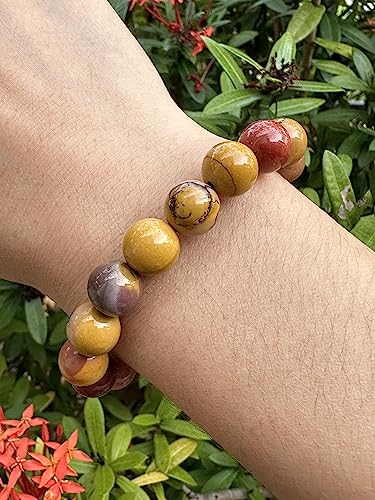 GAF TREASURES Grade A ++ Gemstone Round Bead Adjustable Bracelet 10mm, Genuine Crystal Bead Bracelet, Gift for Men & Women - color: Mookaite